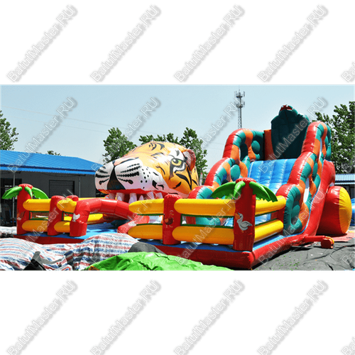 Большая надувная горка "Кобра эконом с роботом", 12*11*7 м