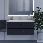 Тумба с раковиной для ванной Uperwood Foster 100 см, подвесная, черная