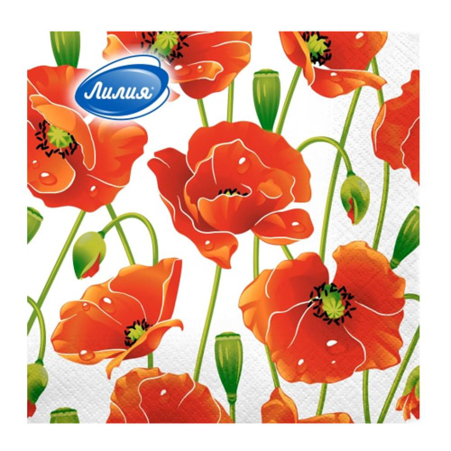 Салфетки бум Лилия 33*33 2сл Красные маки (20л)