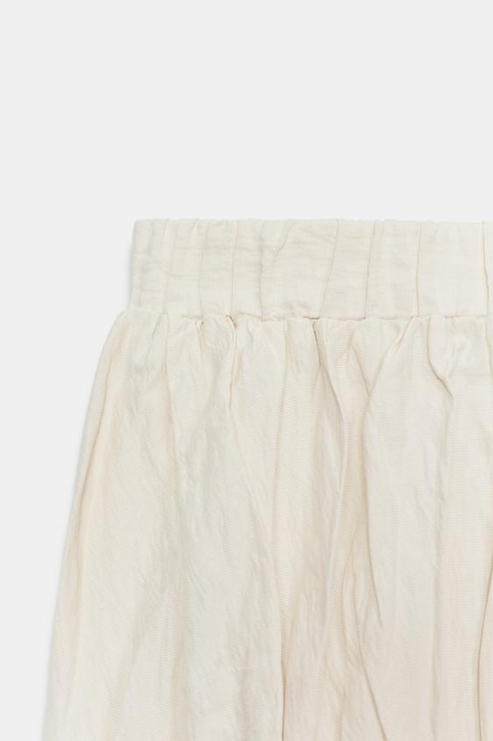 ZARA ЮБКА МИДИ ИЗ ЖАТОГО ТРИКОТАЖА, КРЕМОВЫЙ