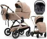 Коляска Agex Prima Pro 3 в 1 с автокреслом i-Team ATG080 Grey APP232 Beige (Бежевый)