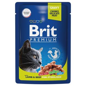 Пауч Brit Premium для взрослых стерилизованных кошек, ягнёнок и говядина в соусе Пауч Brit Premium для взрослых стерилизованных кошек, ягнёнок и говядина в соусе