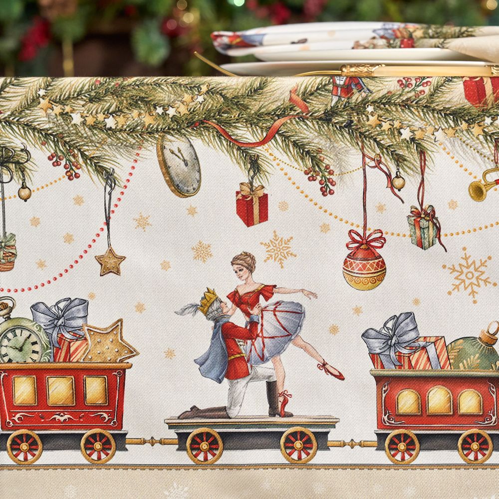 СКАТЕРТЬ "ЩЕЛКУНЧИК" 110Х140СМ ,БЕЖЕВЫЙ ,100% ХЛОПОК,ТВИЛ