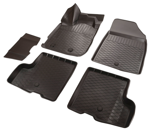 Коврики в салон автомобиля Rival для Renault Duster II поколение (без вещевого ящика в салоне) 2021-н.в., полиуретан, с крепежом, 5 частей, 14701008