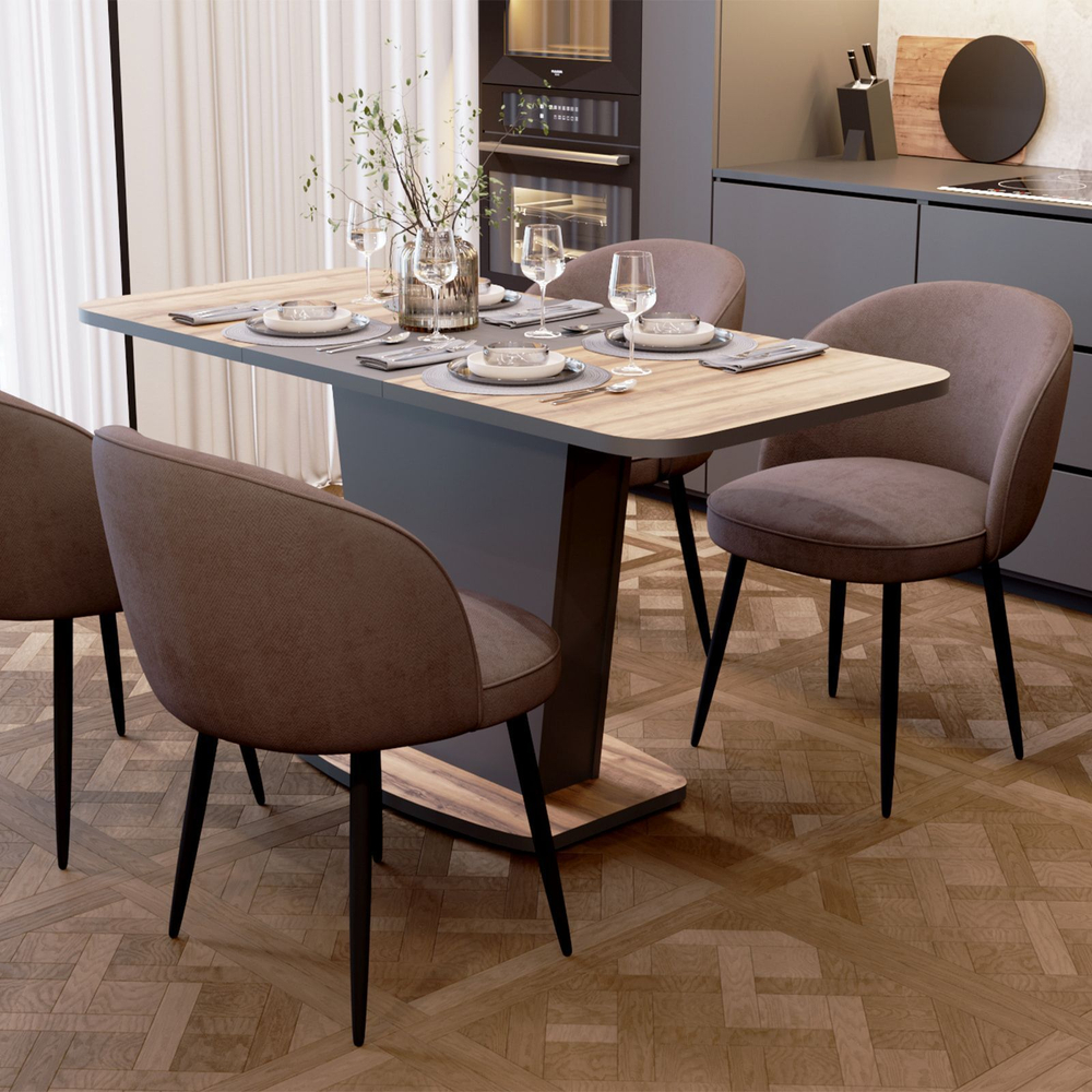 Стол кухонный обеденный раздвижной Цемент светлый/Белый Комфорт 110(145)х68х75 см