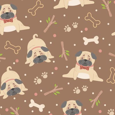 Игривые мопсы на темном фоне