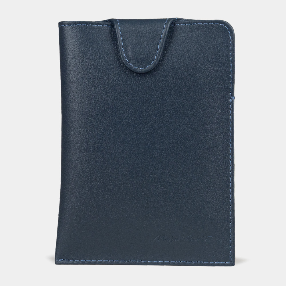 Обложка-кармашек для паспорта London из кожи теленка, синего цвета