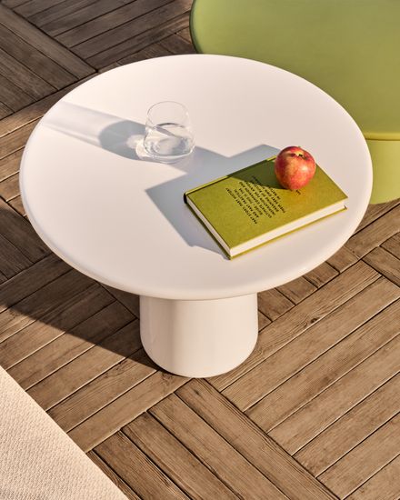 Журнальный столик Albanella из цемента с глянцевой белой отделкой Ø65 см