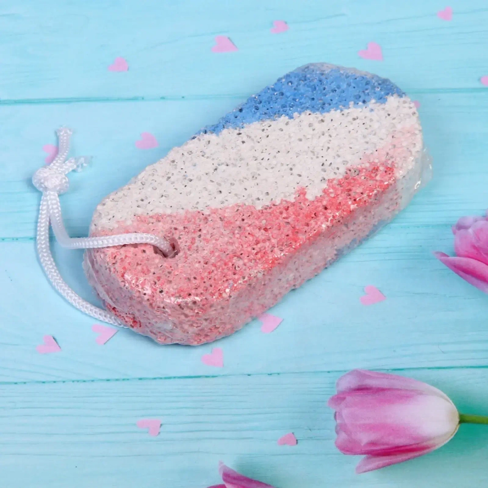 Пемза для ног, форма прямоугольник, трехцветная 9,5*4,5*2см, 30гр✦