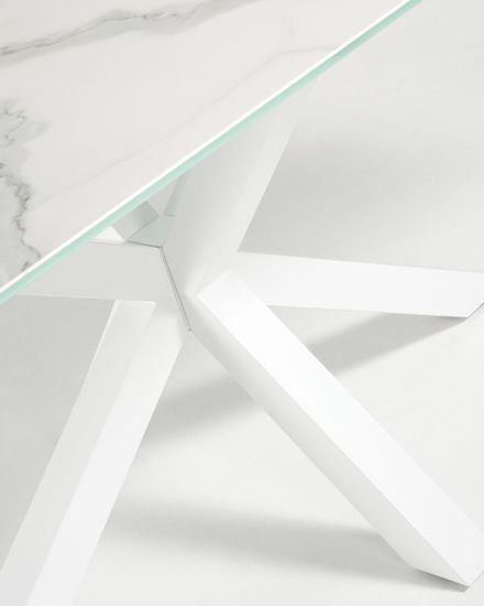 Керамический стол Arya белый с белыми стальными ножками 180x100
