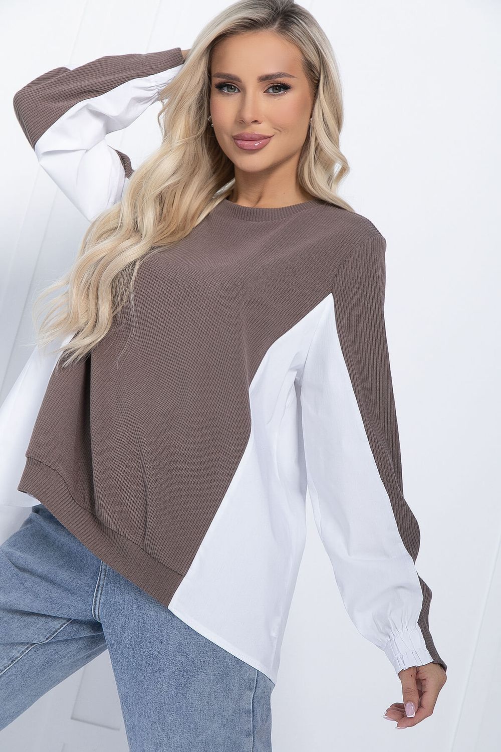 Джемпер Адина (бело-коричневый) Б11383 LT Collection