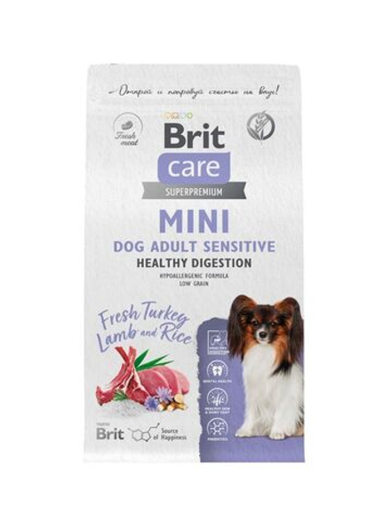 Сухой корм BRIT CARE Mini Sensitive Healthy Digestion индейка ягненок1,5кг