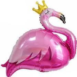 Шар (35""/89 см) Фигура, Фламинго в короне, Розовый, 1 шт. В200