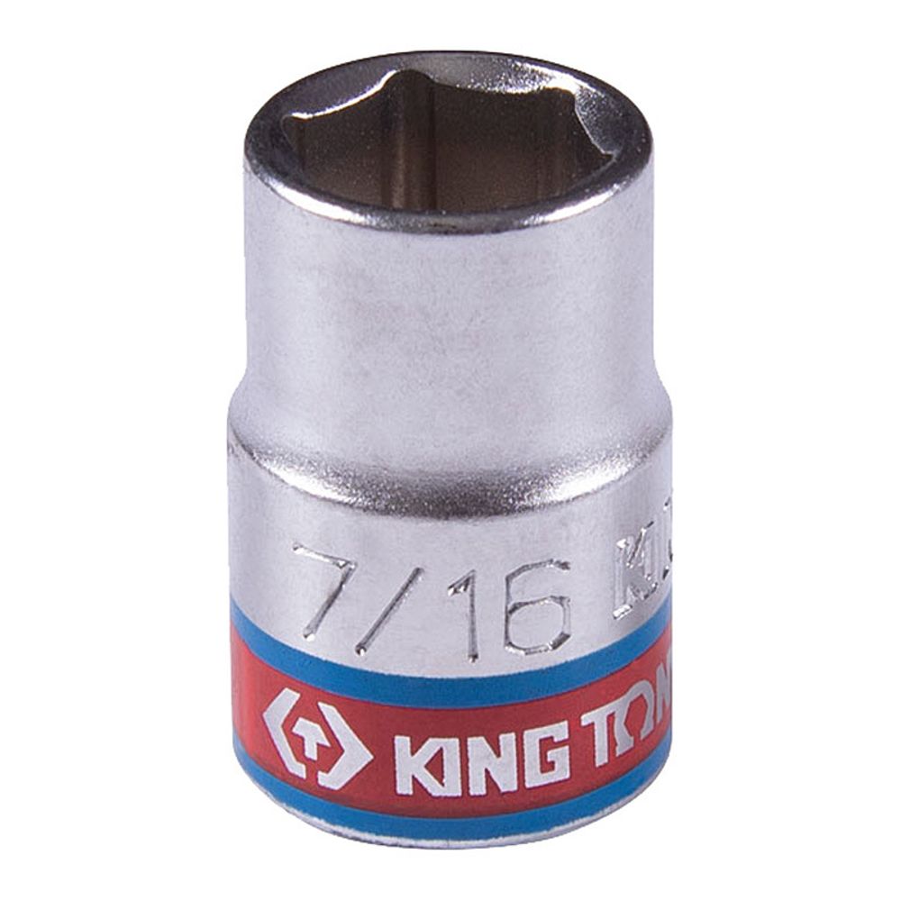 KING TONY (333514S) Головка торцевая стандартная шестигранная 3/8&quot;, дюймовая 7/16&quot;