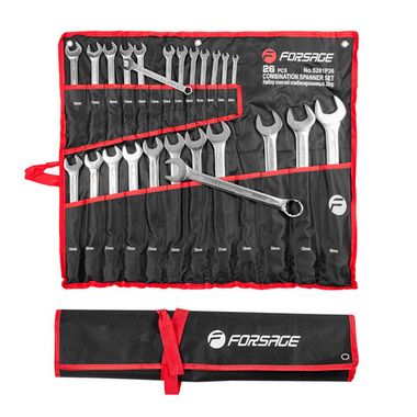 Набор ключей комбинированных 25пр. (6-25, 27, 28, 30, 32, 36мм) на полотне Forsage F-5261P36