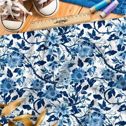 Ткань премиум Оксфорд 600D голубой цветник