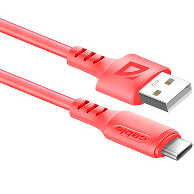 Кабель Defender F207, USB 2.0 (AM) - Type C, 2.4А, красный, 1метр