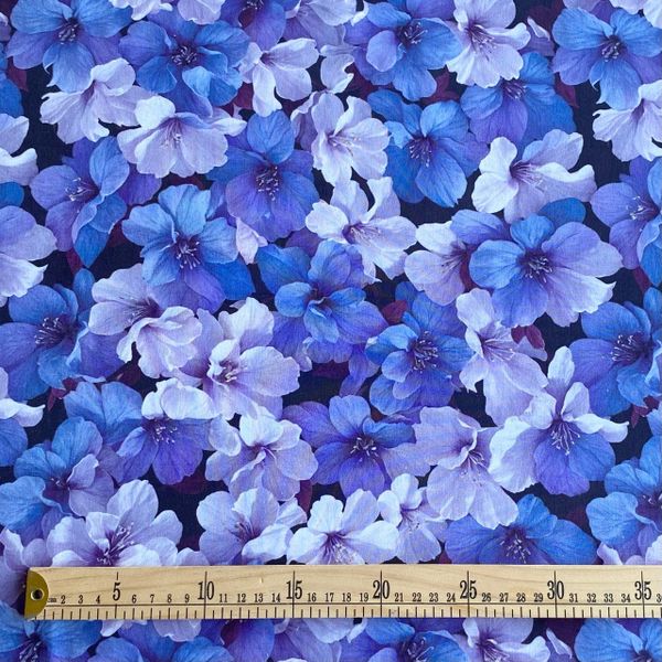 отрез 70 см , ФИАЛКИ, 100% хлопок, Handmade Fabrics 3