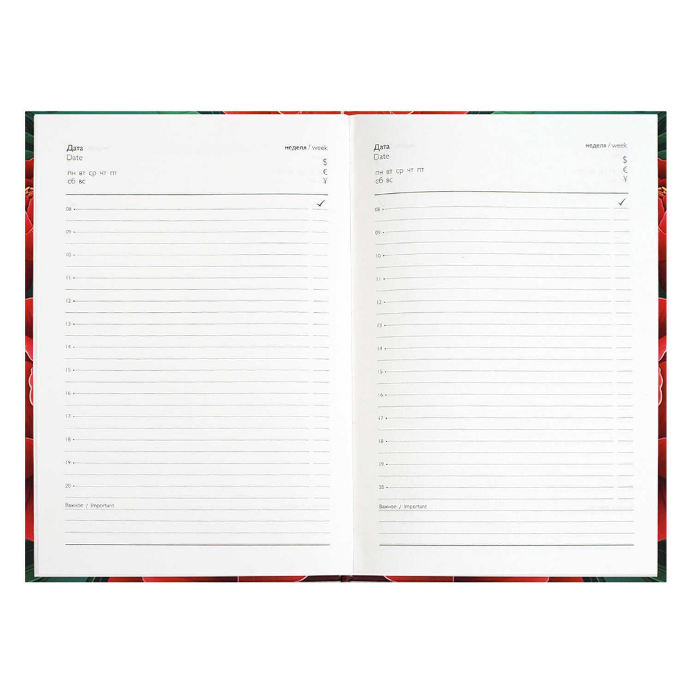 Ежедневник недатированный А5 ДИАРИ Красные пионы (71553)