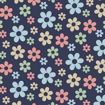 Buy Spring floral fabric flowers dark blue