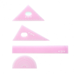 Набор чертежный Yalong, 20 см, пластиковый, 4 предмета, "Pastel", пакет-пенал ПВХ с европодвесом