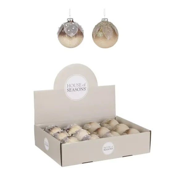 Набор стеклянных шаров Райский сад 80 мм., 9 шт., песочный, Christmas DeLuxe (13033)