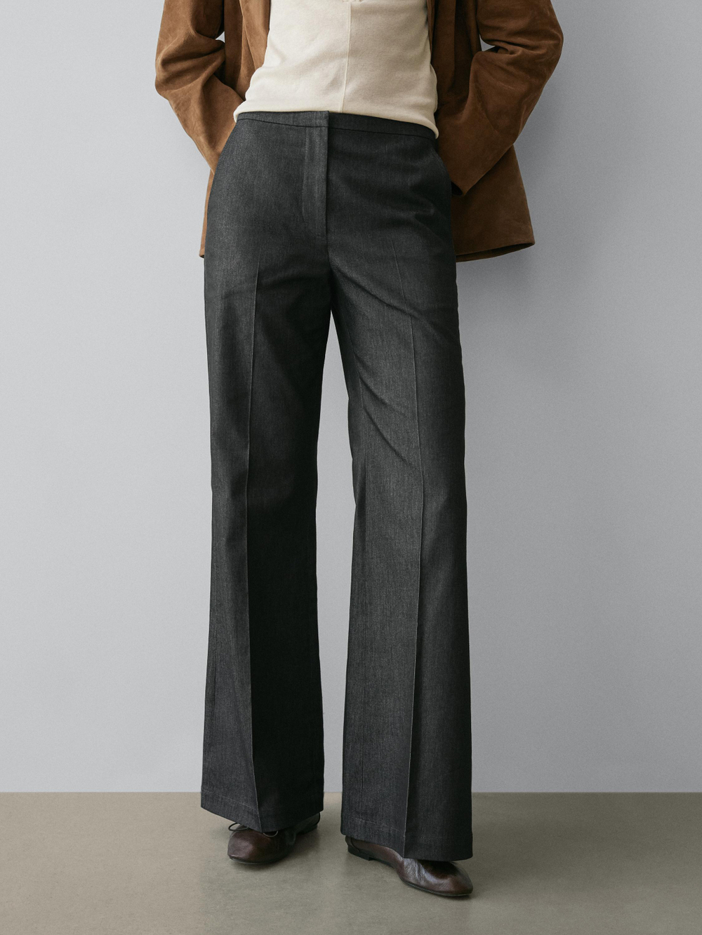 Massimo Dutti Расклешенные брюки, черный