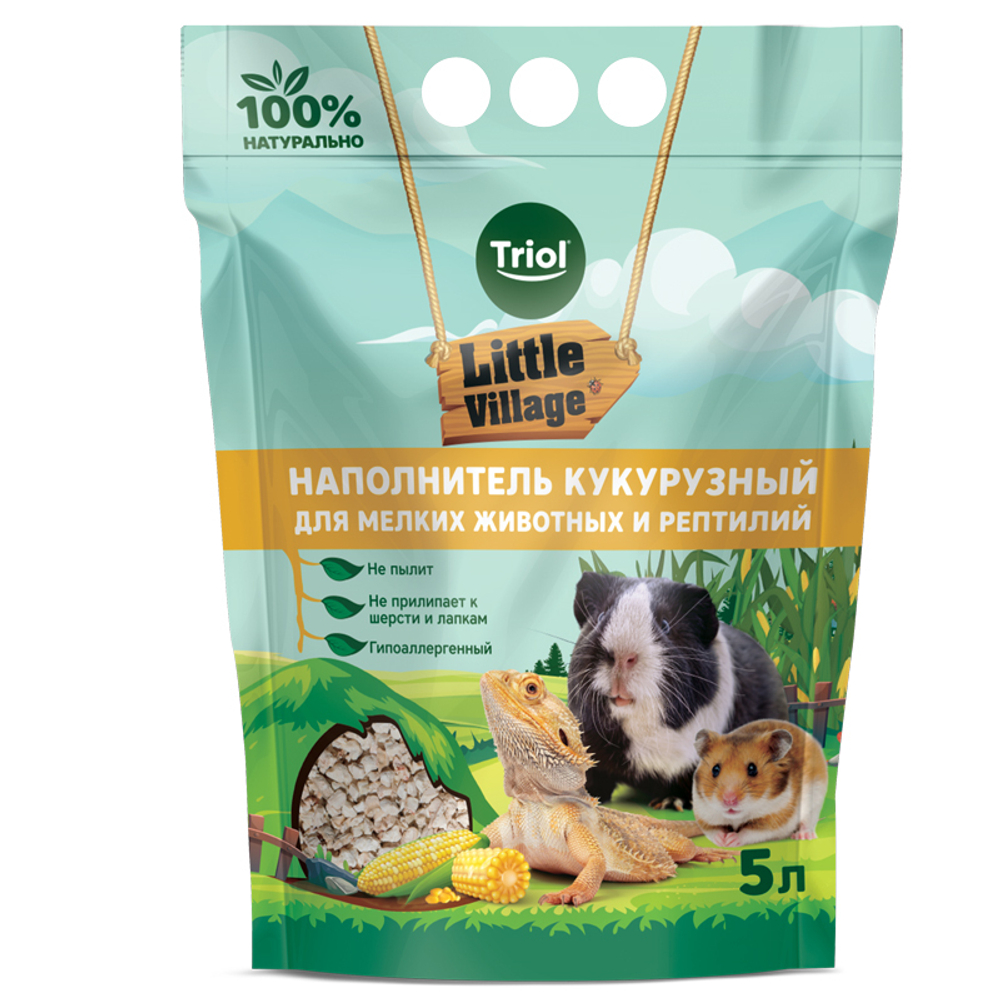 Наполнитель кукурузный для мелких животных и рептилий, 5л, серия LITTLE VILLAGE , Triol