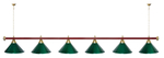 Лампа STARTBILLIARDS 6 пл. (плафоны зеленые,штанга зеленая,фурнитура золото)