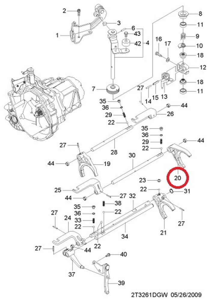 Кор. Chevrolet Aveo Daewoo Matiz Вилка включения 3-4 передачи (General Motors)