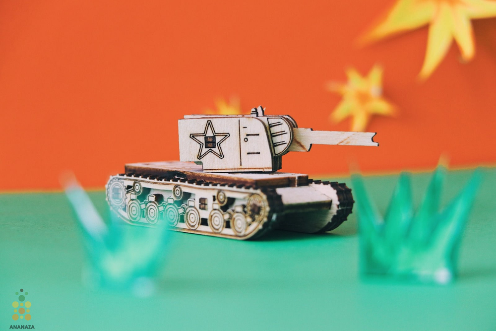 Танк Unit КВ-2 от UNIWOOD - Деревянный конструктор, сборная модель, 3D пазл