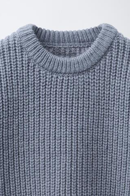 ZARA СВИТЕР КРУПНОЙ ВЯЗКИ, ГОЛУБОЙ