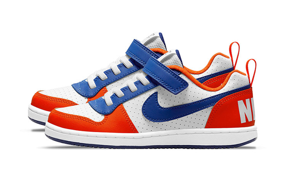 Middle-aged children's Nike velcro trend sports non-slip shock absorption wear-resistant low-top sneakers white blue orange