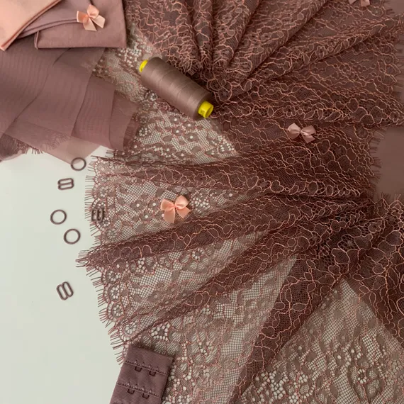 Кружево реснички кофе/персик (21*150 см)