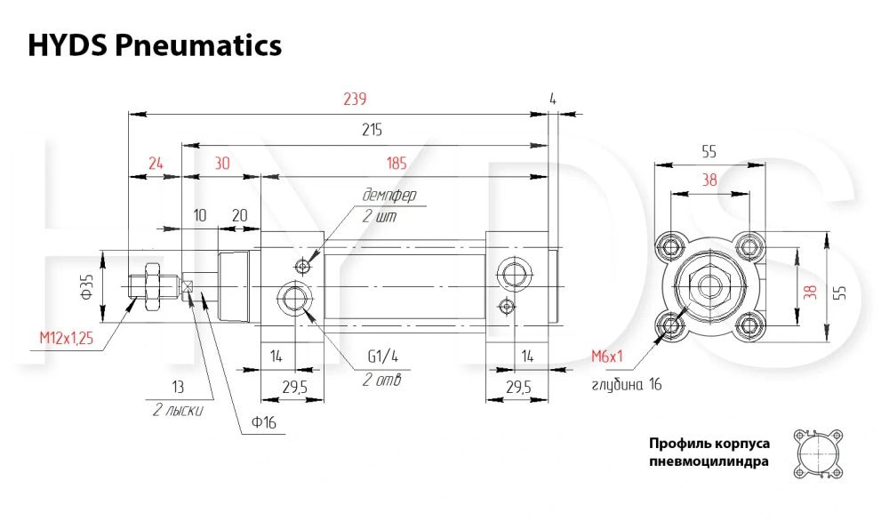 CP96SDB40-80C Пневмоцилиндр