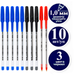 Набор шариковых ручек DELI "Think" Q4, 0,7 мм, 10 шт в еврподвесе, синяя, черная, красная