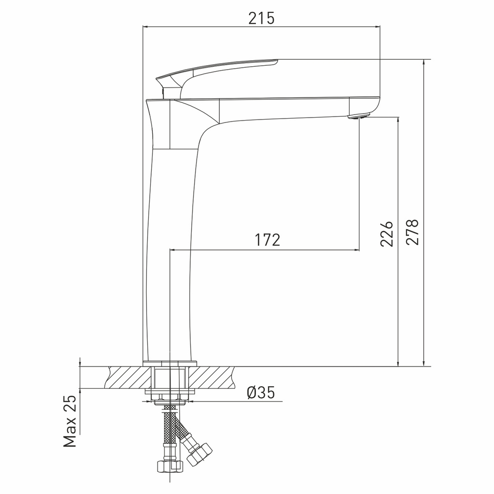 Смеситель для раковины 26k MIXLINE ML21-042 "Elegant" высокий излив "АКЦИЯ"