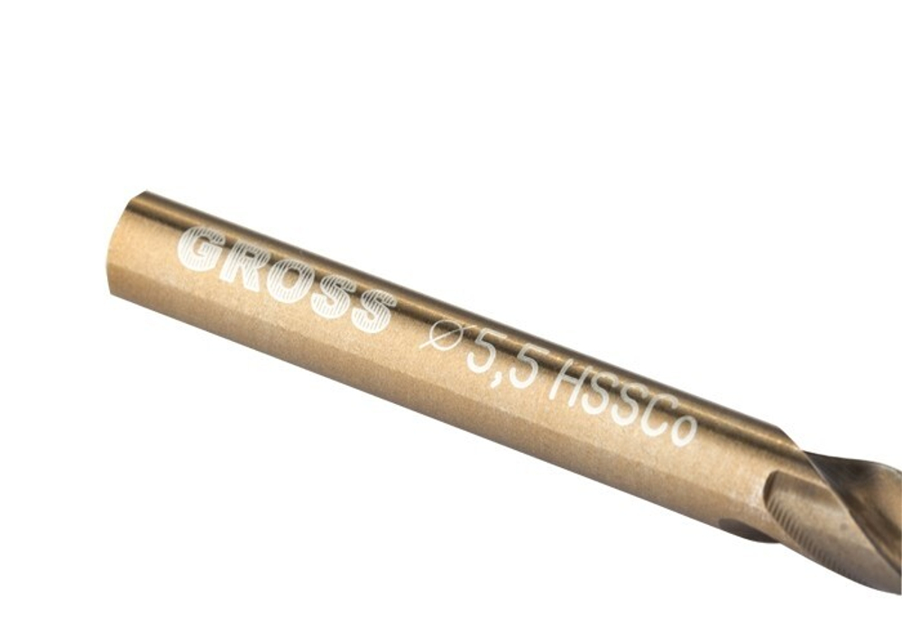 Сверло спиральное по металлу, 5.5 мм, HSS-Co Gross