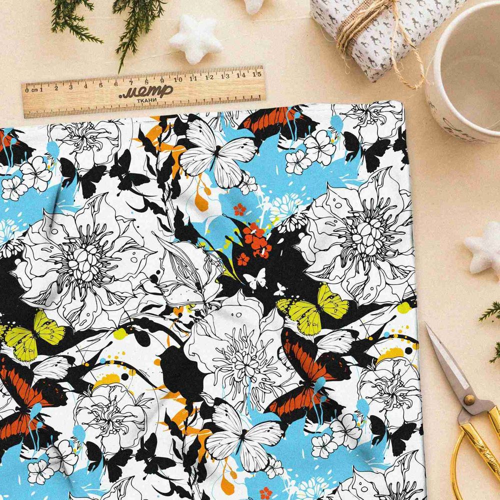 Ткань блэкаут цветочный креатив