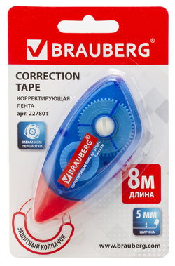 Корректирующая лента BRAUBERG 5мм*8м синий (1/12) 227801