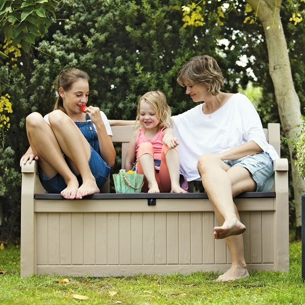 Скамья-сундук садовая Keter Eden Garden Bench 265л бежевый+коричневый