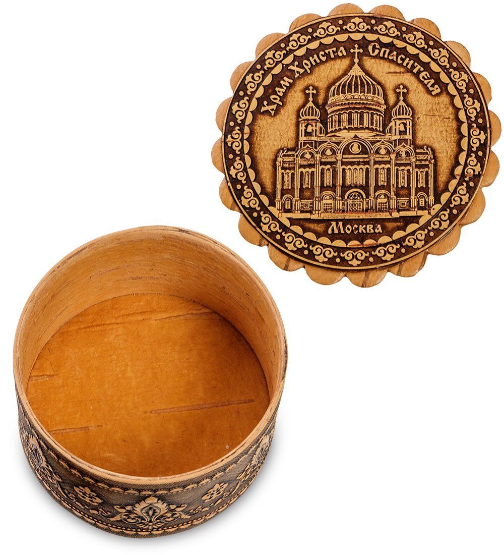 BST-115/ 1 Шкатулка «Храм Христа Спасителя» мал. (береста)