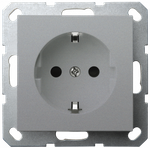 Розетка SCHUKO© с защитными шторками 16A 250V~ 2P+T, цвет Алюминий