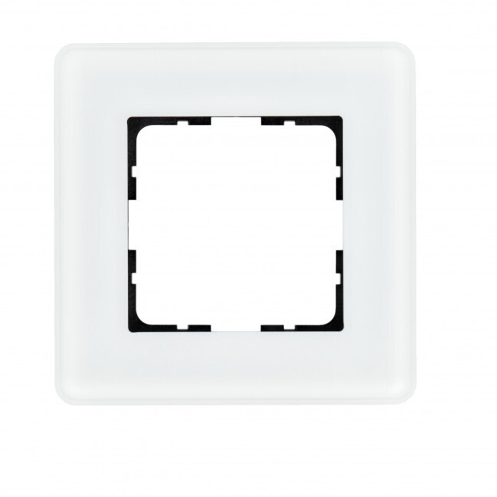 Стеклянная матовая закругленная рамка 1 пост , цвет белый