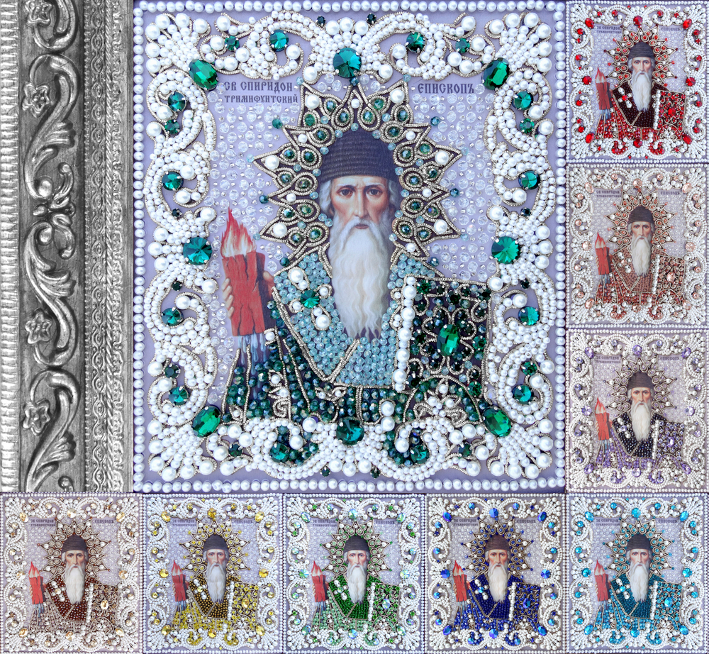 Принт-ЖС15 Ткань с нанесенной авторской схемой Святой Спиридон (Жемчужная серия) +инструкция