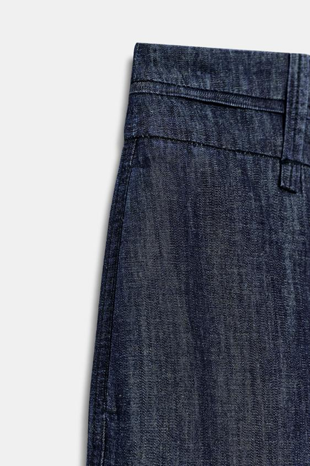 ZARA ШИРОКИЕ БРЮКИ ИЗ СМЕСОВОГО ЛЬНА, ИНДИГО