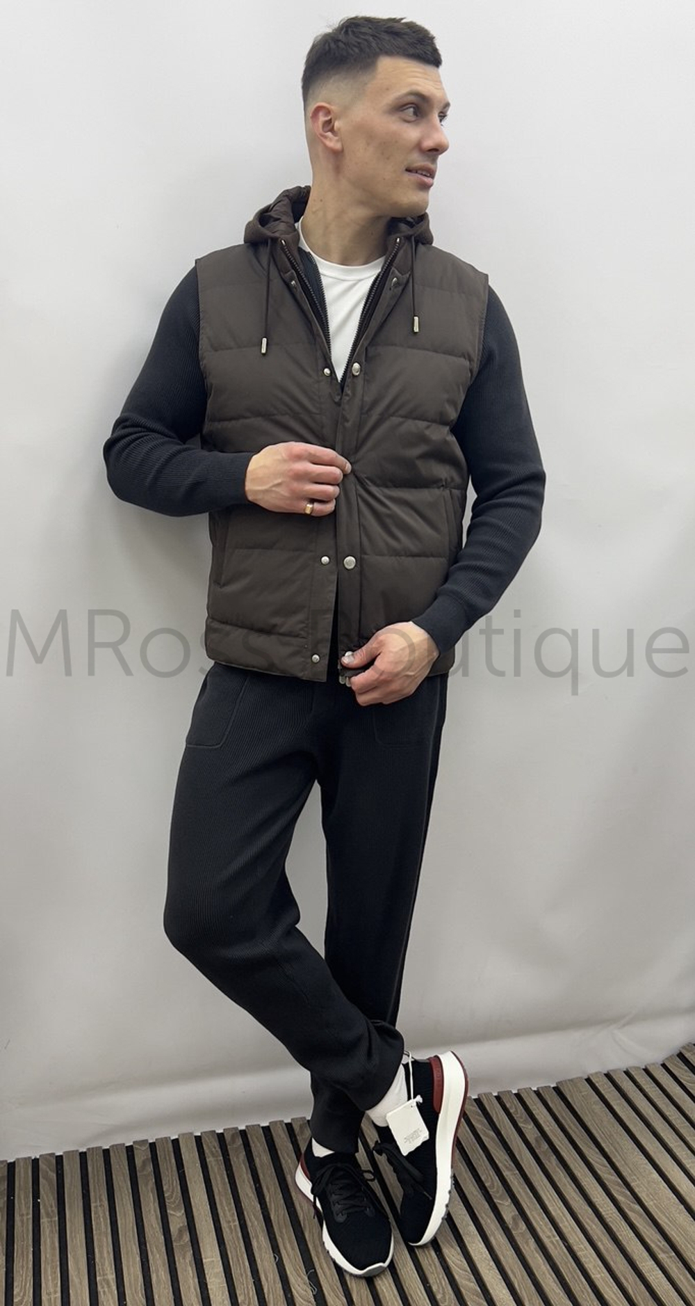 Мужской спортивный костюм Brunello Cucinelli черно пепельного цвета