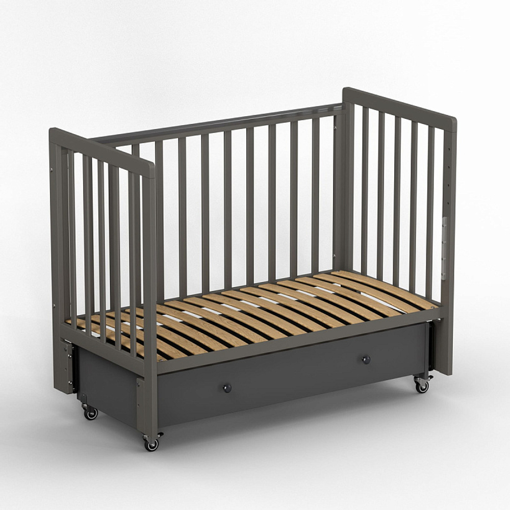 Кровать ANTEMI Classic Sleep 120х60 ящик+универсальный маятник цвет: Графит арт. НИК 22г