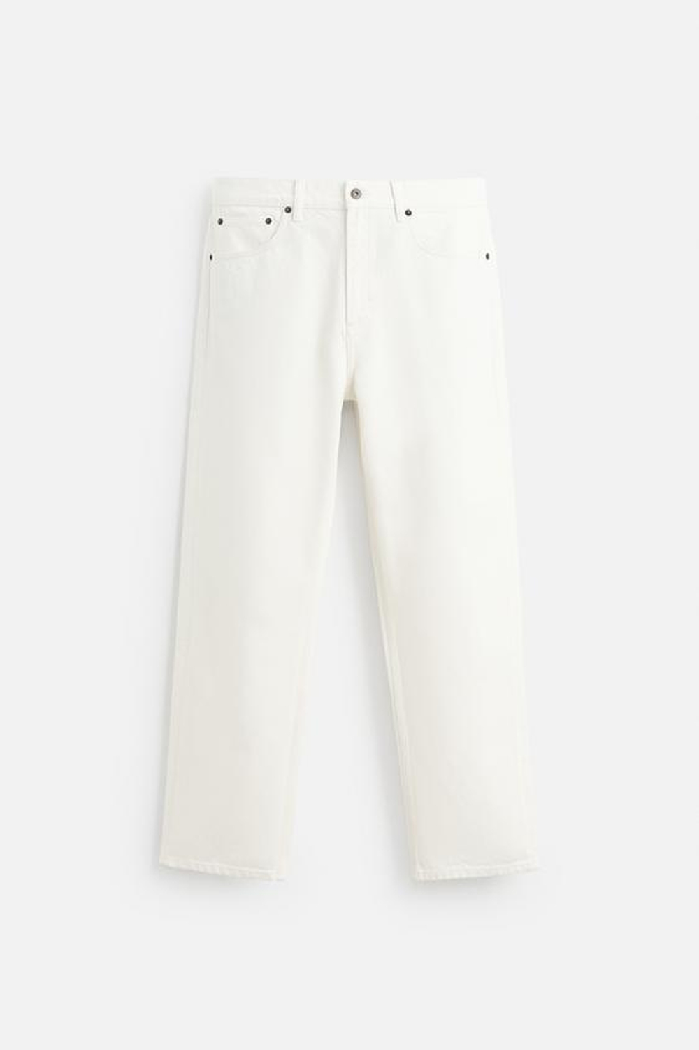 ZARA ДЖИНСЫ STRAIGHT ДЛИНОЙ ДО ЩИКОЛОТКИ, БЕЛЫЙ
