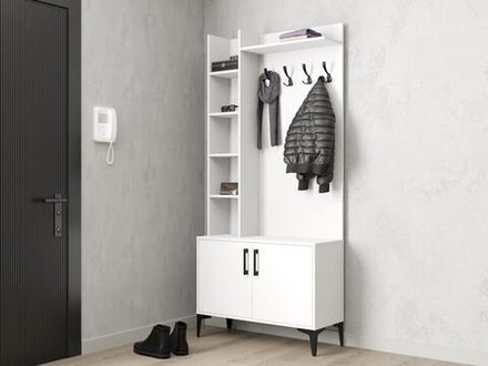 Прихожая с вешалкой и обувницей Графит/Коричневый 80х40х202 см